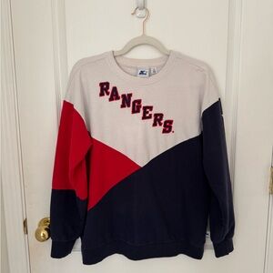 STARTER Rangers Crewneck Sweater - Red, Black, and Cream
